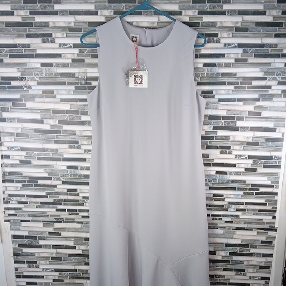 Anne Klein Light Gray Maxi Asymetric Shift Dress NWT Size 10